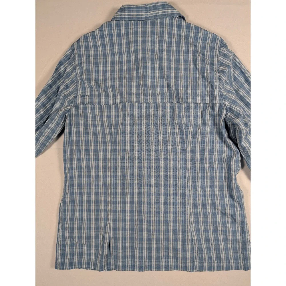 LL Bean Womens Blue Plaid Roll Tab L/S Hiking Shirt Ventilated 254500 Size M - Picture 3 of 8